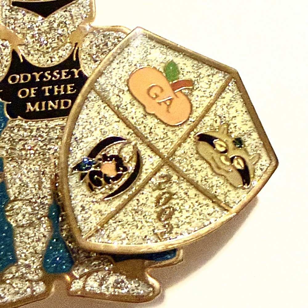 Vintage Enamel Knight Pin! RARE SPINNER SHIELD Odyssey Of The Mind 2002 Georgia - Picture 7 of 14